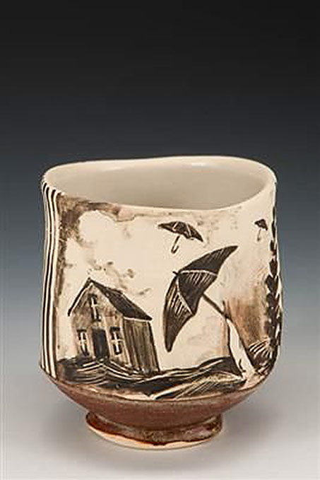 Seth-Rainville-ceramic-tea-bowl with flying umbrellas