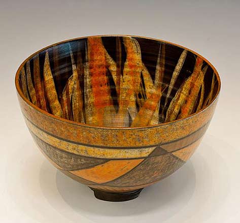 Shamai Sam Gibsh footed raku bowl