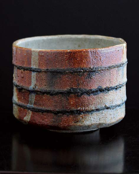  Adam Whatley shino bowl with horizontal gosu lines