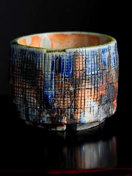 Shino-Cup-Ardmore by Adam Whatley - Shino and glass combined with cobalt and iron oxide