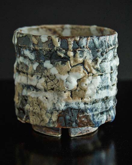 Shino-Cup-Black-Adam-Whatley - footed ceramic drinking bowl 