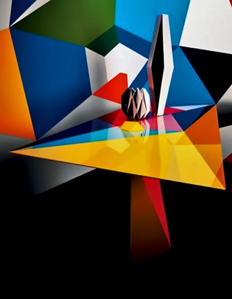 -Sight-Unseen-Gio-Ponti abstract table, vases and wall art