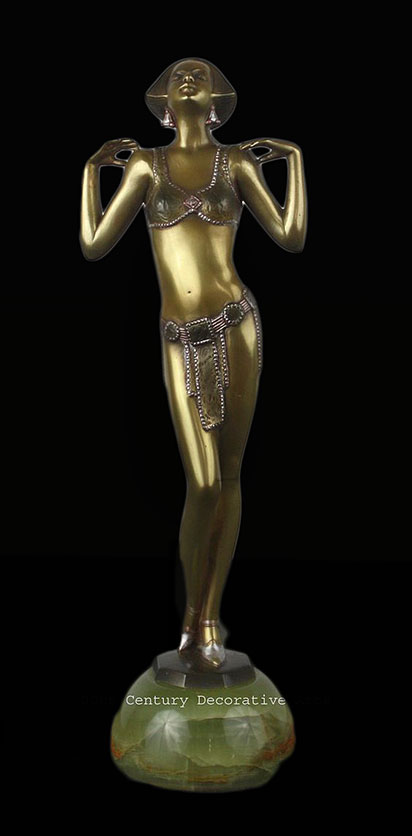 stylish and rare Art Deco Austrian bronze figure by Josef Lorenzl, circa 1930s depicting-the-celebrated-Czech-soprano-singer-Maria-Jeritza