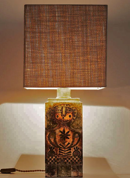 French mid centuryTable-Lamp-by-Roger-Capron abstract female figure on base