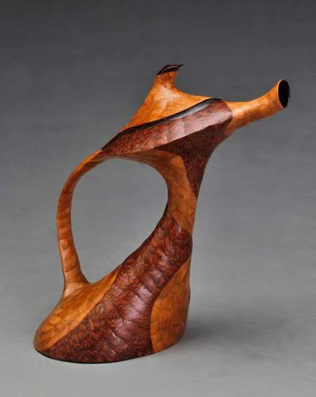 David-Bennett wood carved teapot in a sea horse form