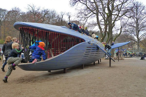The Blue Whale in Plikta park, Gothenburg, Sweden. Designed by Monstrum