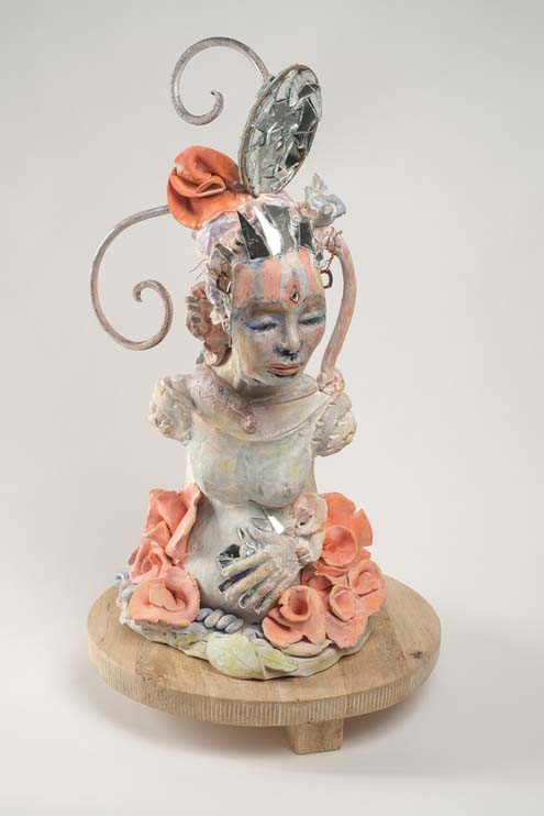 The Mirror and the Mask-2019-firedceramicmirrormirrorwood-22x12x12inches-2800