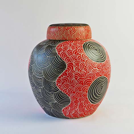 Tjimpuna Williams, Ernabella Ceramics, SOLD Tali - Sand Dunes, 2015, Stoneware, H 47