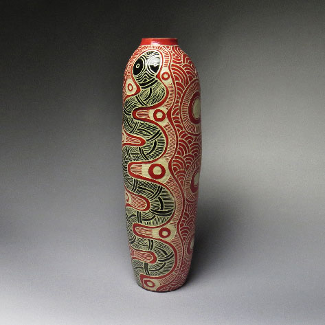 Tjimpuna-Williams---Piltati-II,-2023,-stoneware-with-sgraffito,-435-h
