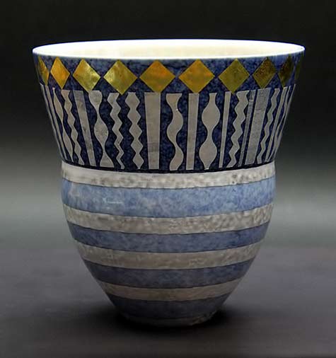 Tomoko Takahashi ceramic yunomi with geometric patterns