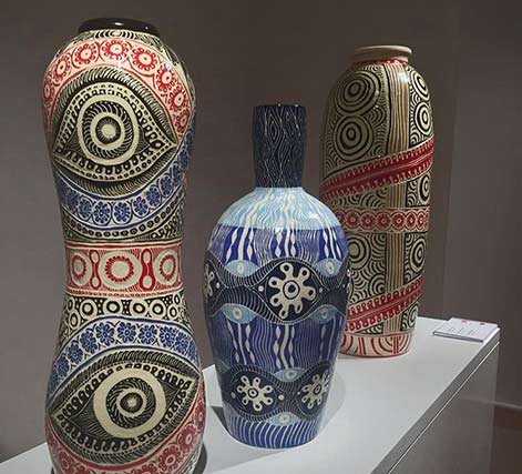 Alison Milyika Carroll, Rachael Mipantjiti Lionel, Alison Milyika Carroll @pukatjapottery @sabbiagallery