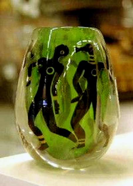 Vicke-Lindstrand - -Orrefors,-Graal-Glass-Vase Tribal Dancers