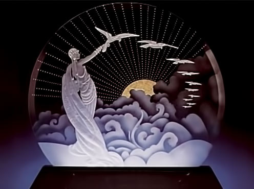 Victoire (Luminaire)-Erte etched glass