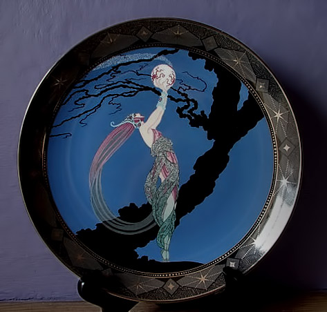 Vintage-Royal-Doulton-House-of-Erte-Fireflies-collectible-plate,-French-fashion-art-plate,-Franklin-Mint-ShoponSherman-etsy