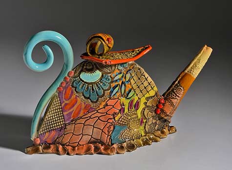Gail-Mackiewic teapot with many geometric patterns